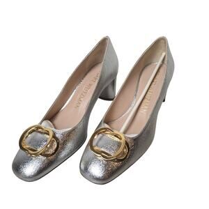 Stuart Weitzman Anicia 60 Leather Pump Silver Size 7.5